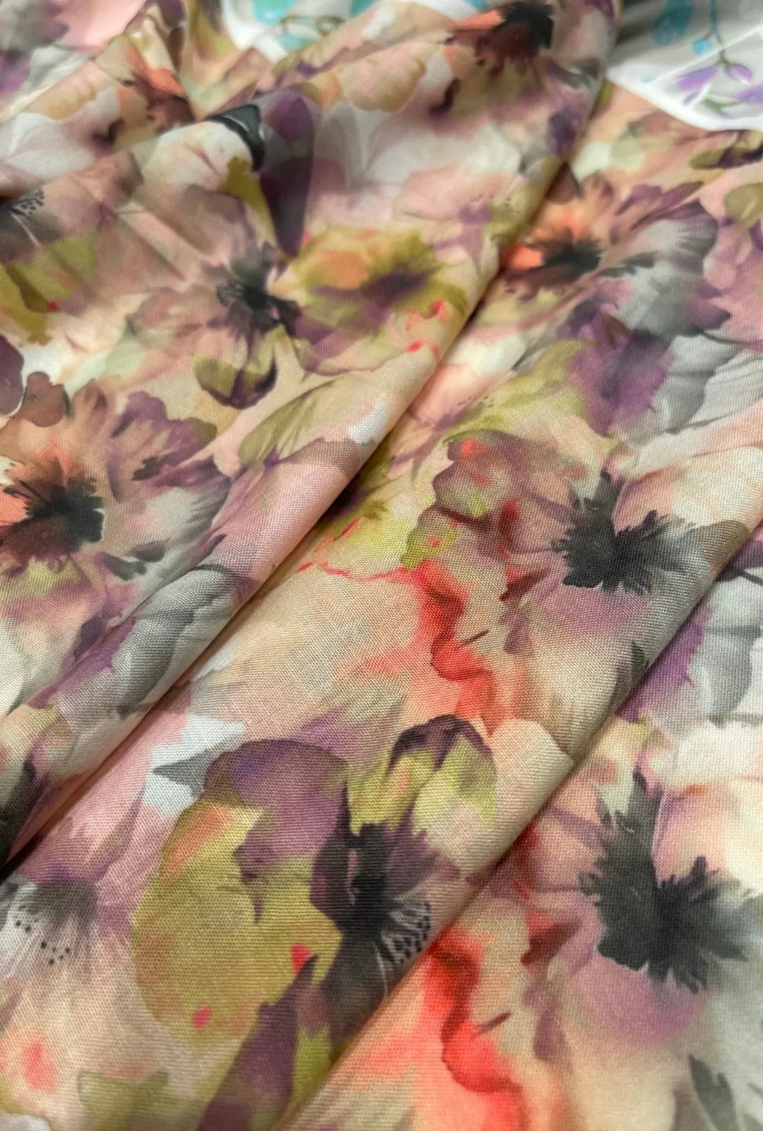 Impressionistic Floral Printed London Cotton Maxi Dress Fabric