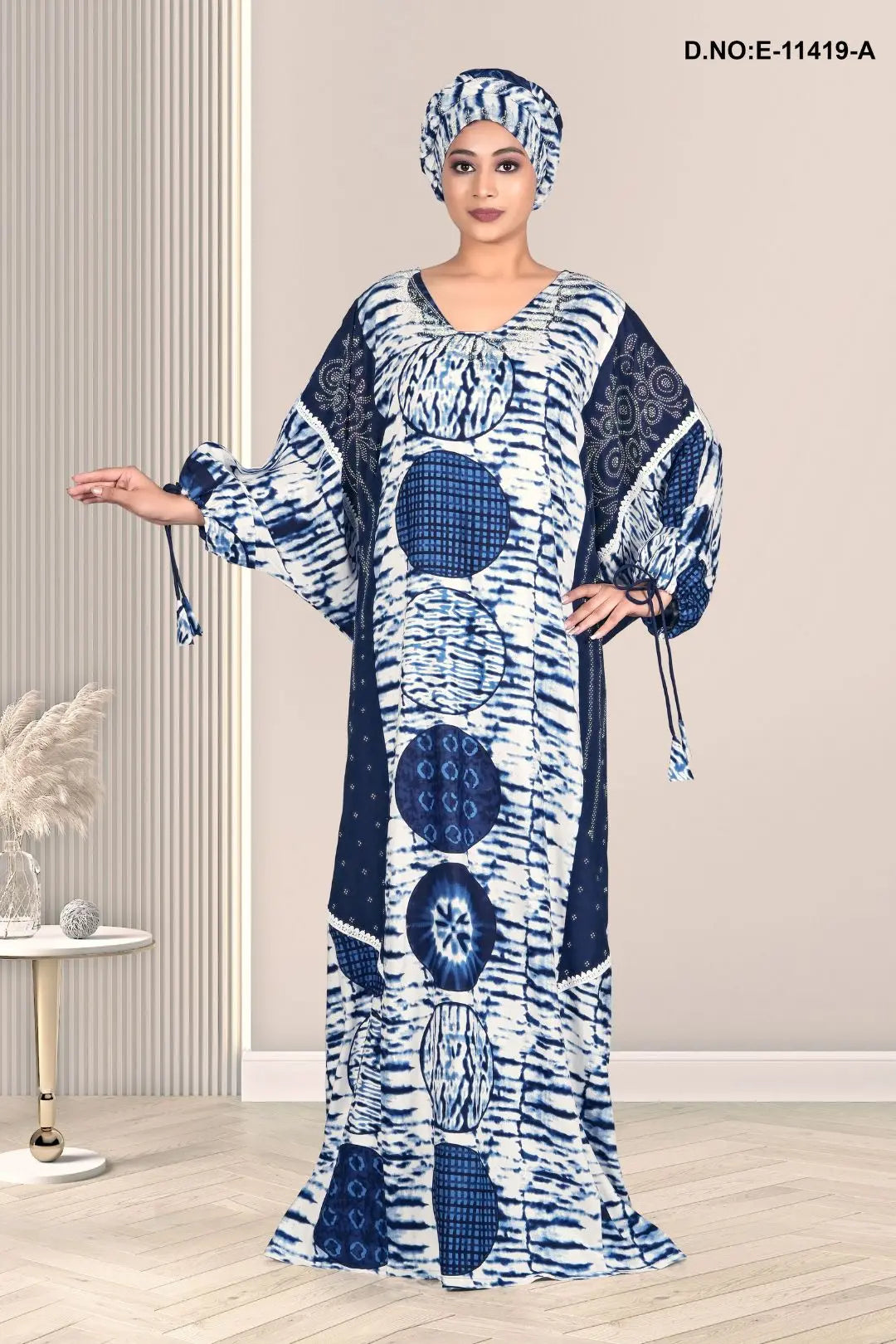 Latest Muslim Fashion Summer Full Sleeve Dresses With Big Hijab
