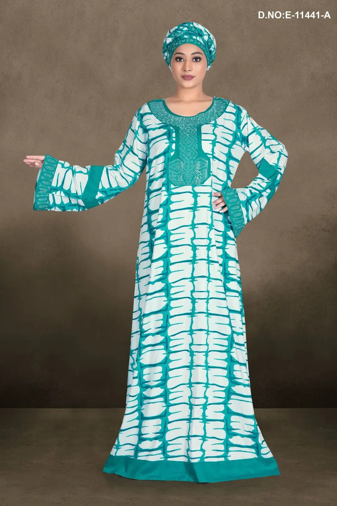 Women's Casual Designer Long Sleeve Printed Loose Kaftan