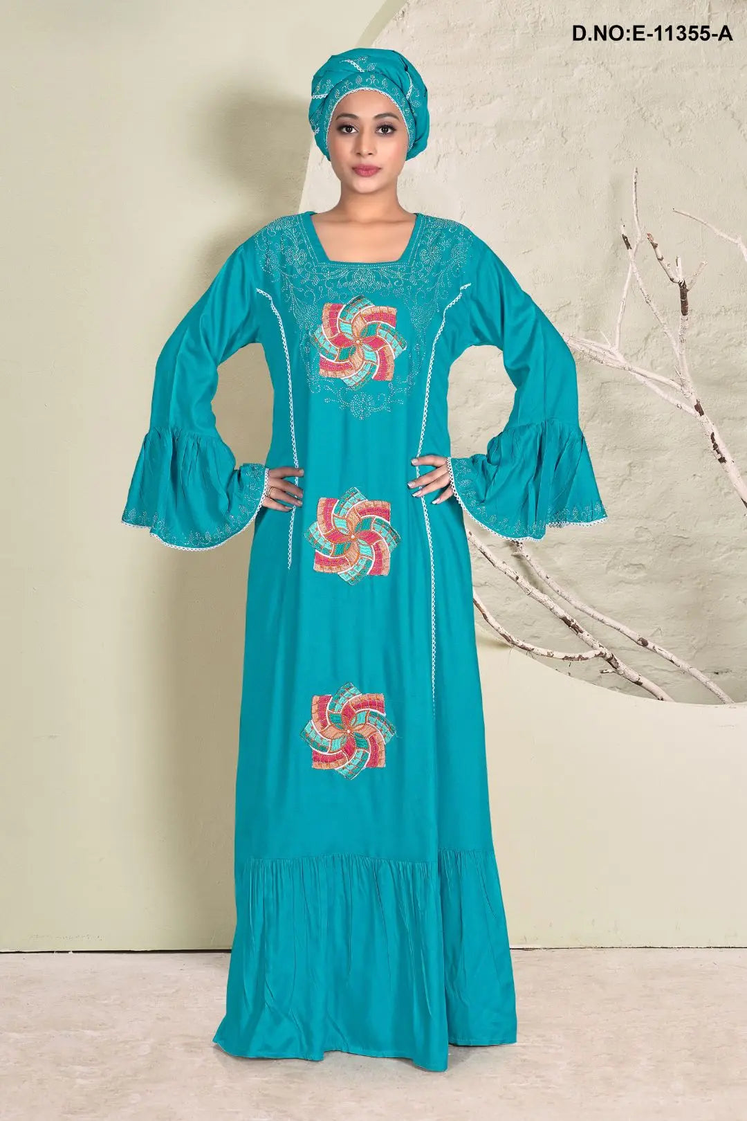 Faux Gorgeous Embroidered Readymade Kaftan