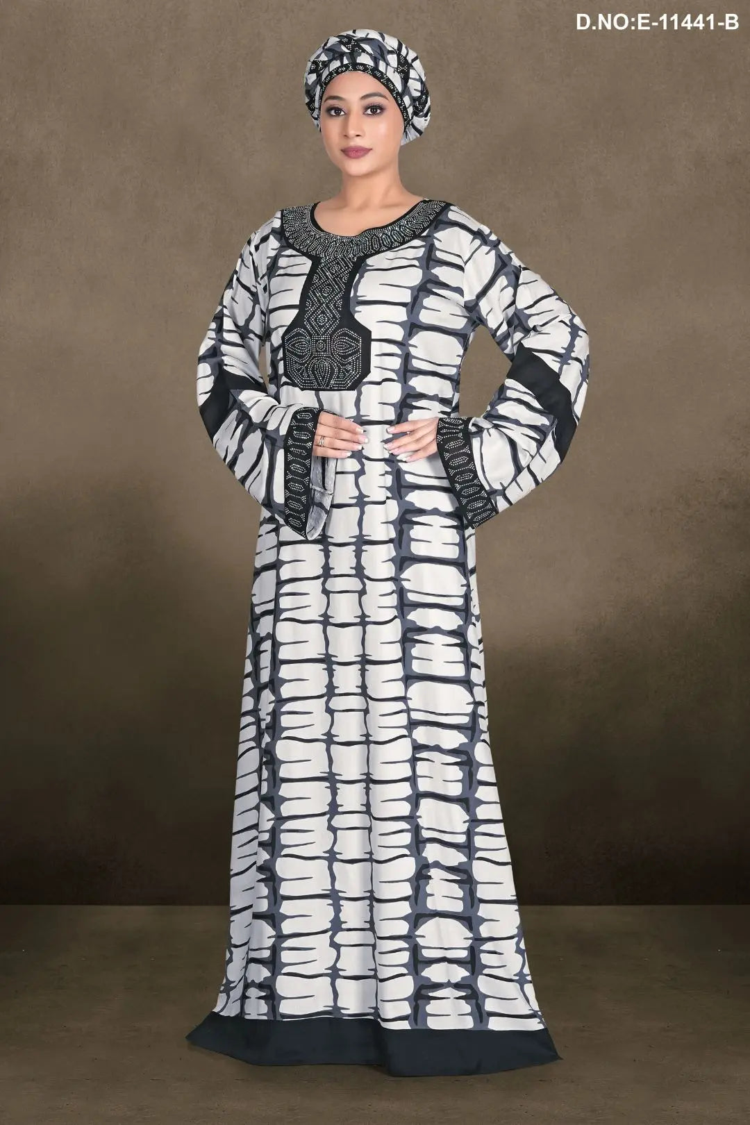 Women's Casual Designer Long Sleeve Printed Loose Kaftan