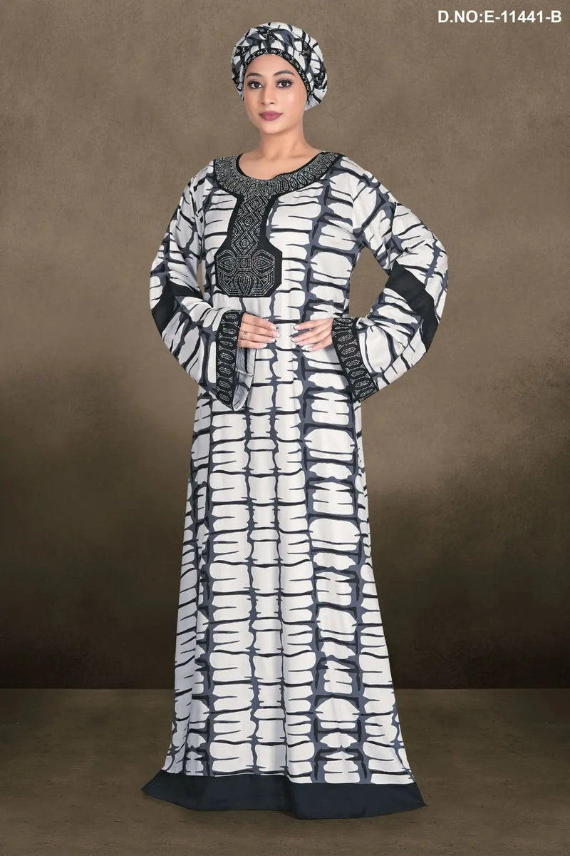 Women's Casual Designer Long Sleeve Printed Loose Kaftan