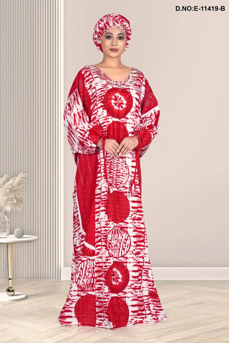 Latest Muslim Fashion Summer Full Sleeve Dresses With Big Hijab