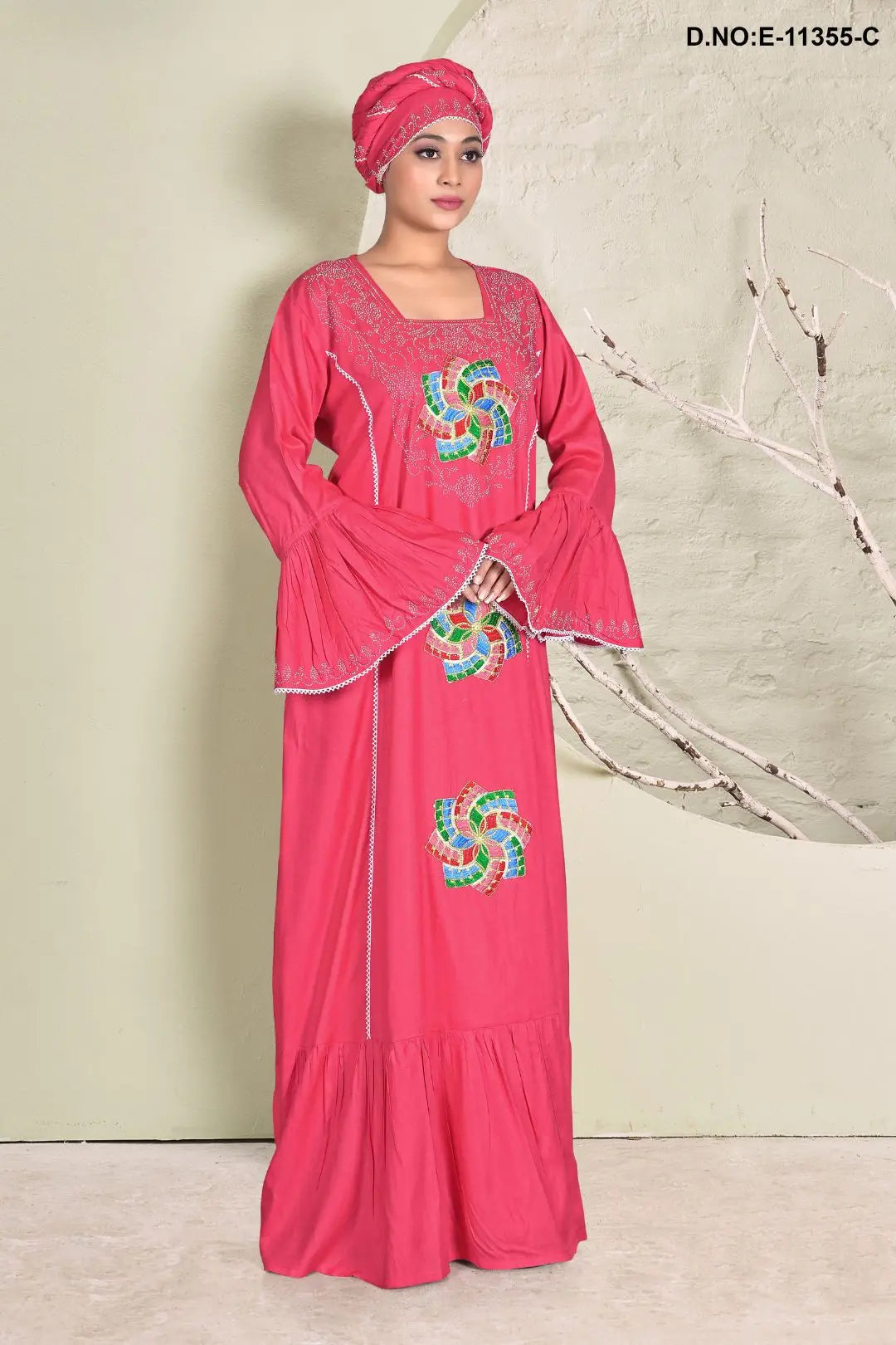 Faux Gorgeous Embroidered Readymade Kaftan