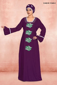 Women's Full Sleeve Woolen Winter Fleece Embroidered Kaftan