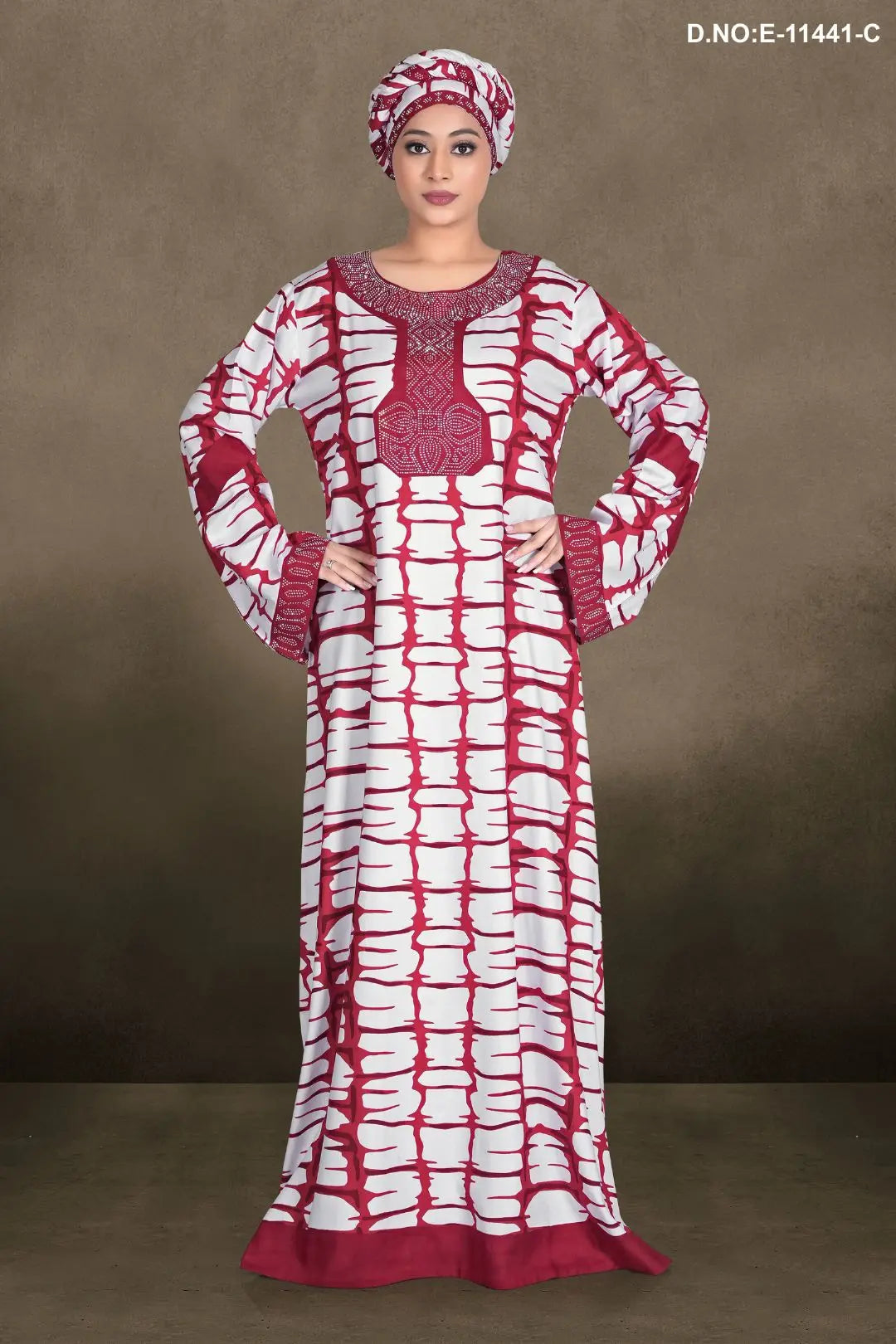 Women's Casual Designer Long Sleeve Printed Loose Kaftan