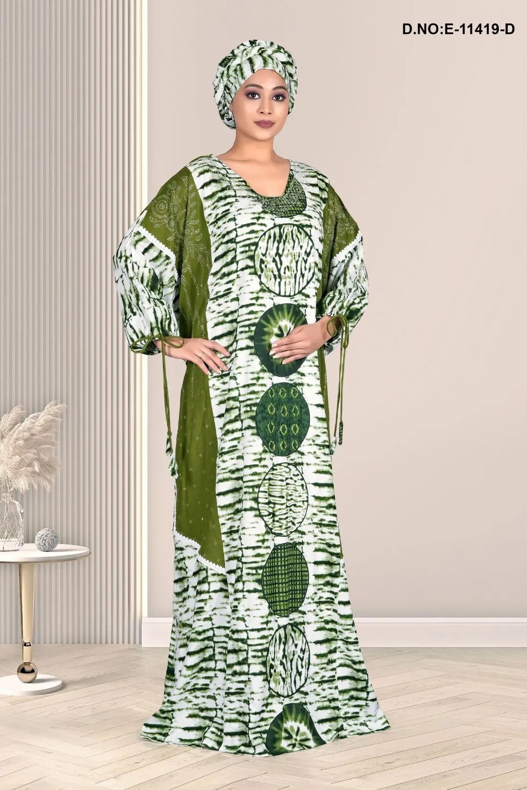 Latest Muslim Fashion Summer Full Sleeve Dresses With Big Hijab