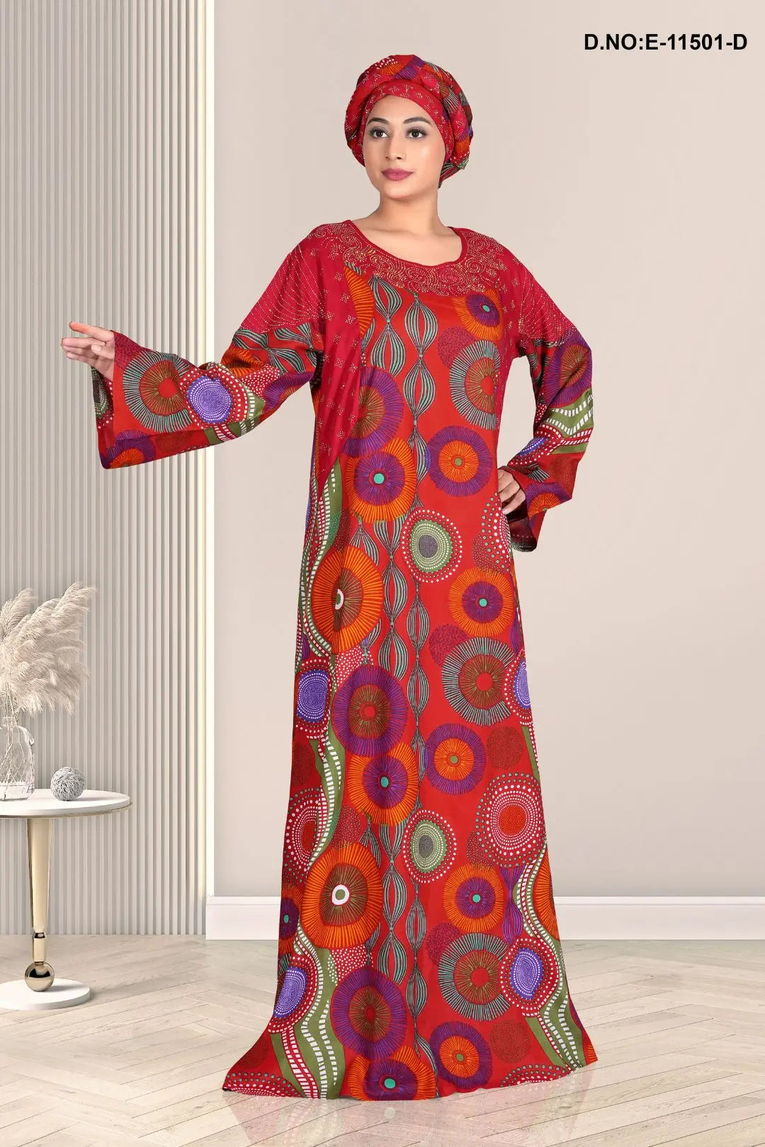 Designer Printed Kaftan Pattern Nighty For Girls