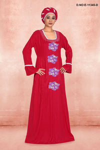 Women's Full Sleeve Woolen Winter Fleece Embroidered Kaftan