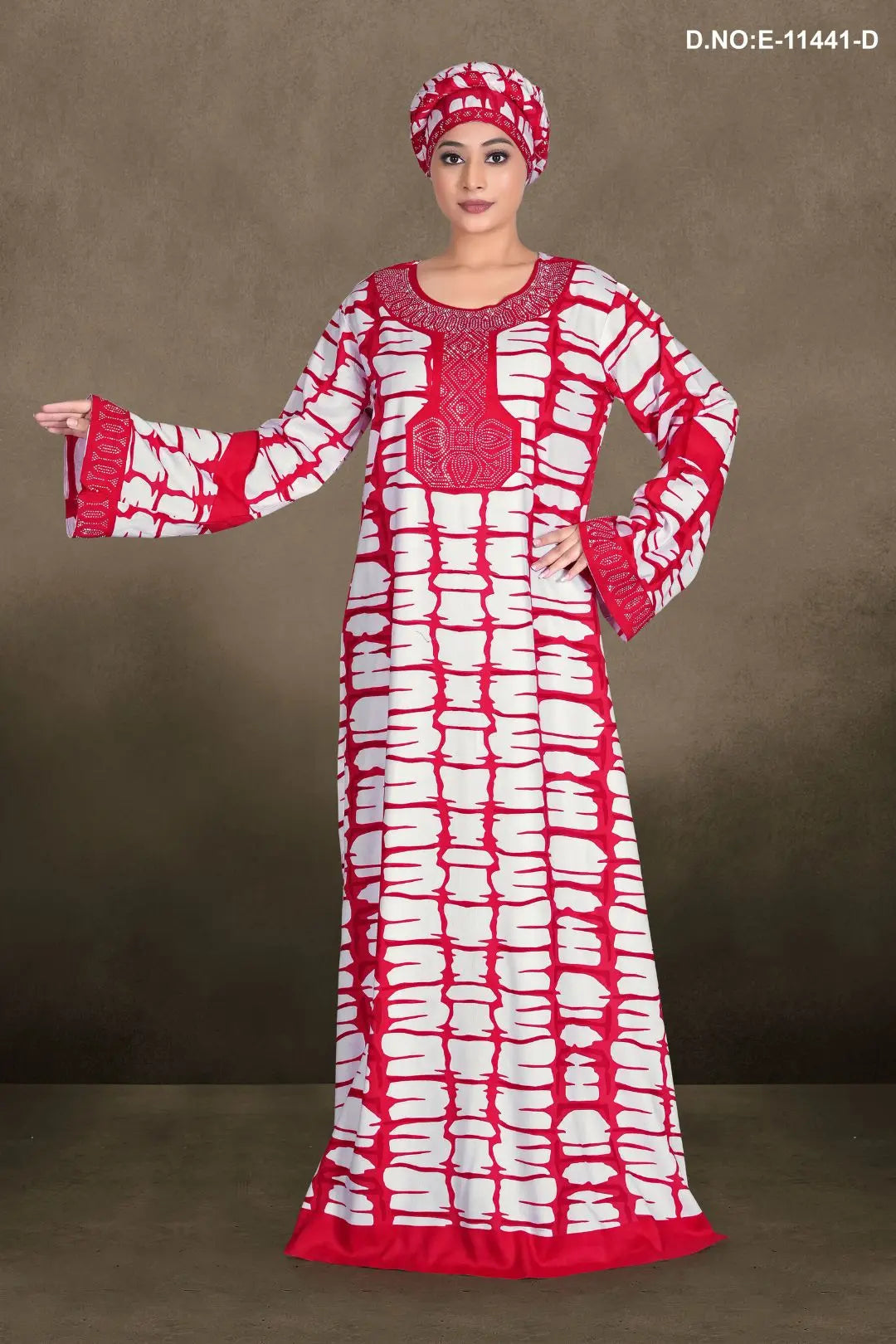 Women's Casual Designer Long Sleeve Printed Loose Kaftan