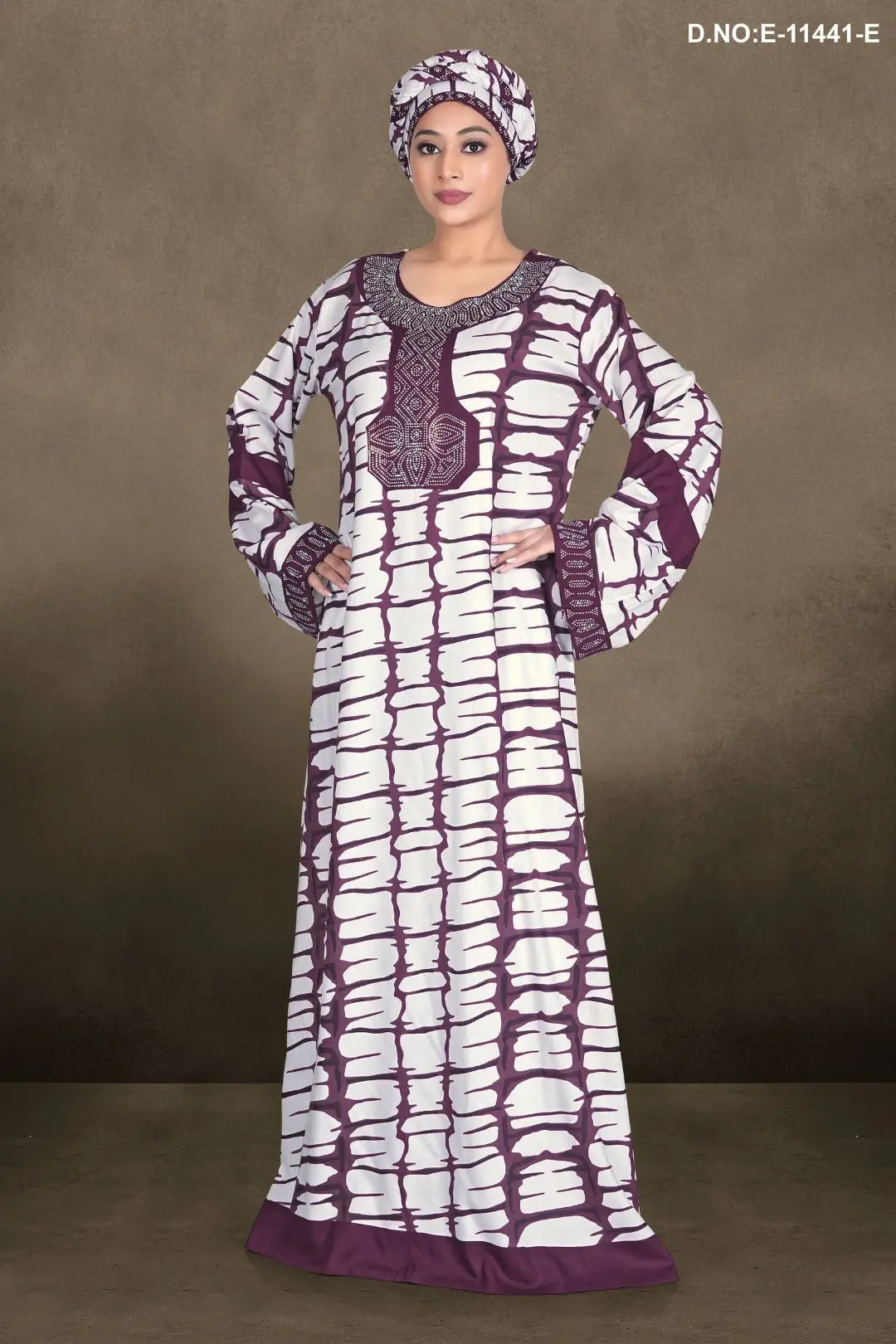 Women's Casual Designer Long Sleeve Printed Loose Kaftan