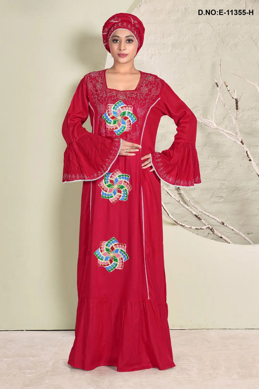 Faux Gorgeous Embroidered Readymade Kaftan