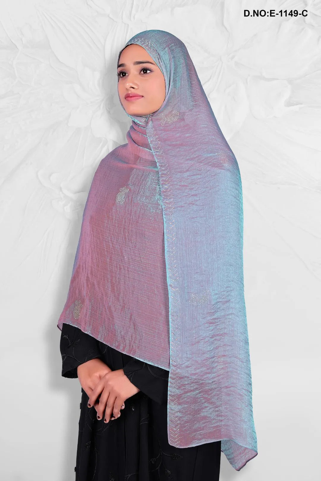 Lavender Elegant Diamond Stone Work Dupattas For Women