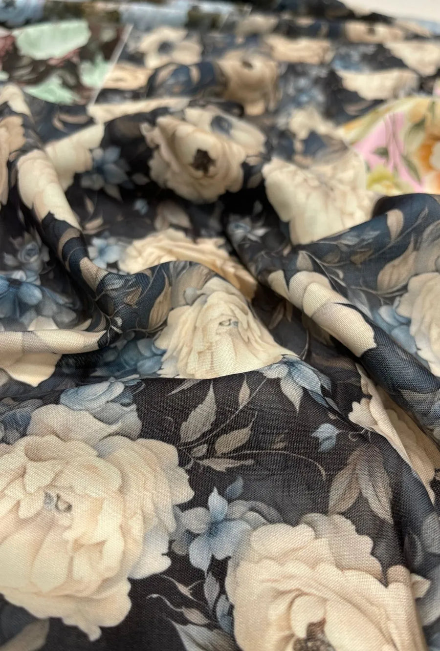 Layered Botanical Rose Printed London Cotton Gown Fabrication