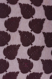 Leaf Motif Foil-Printed Brasso Fabric