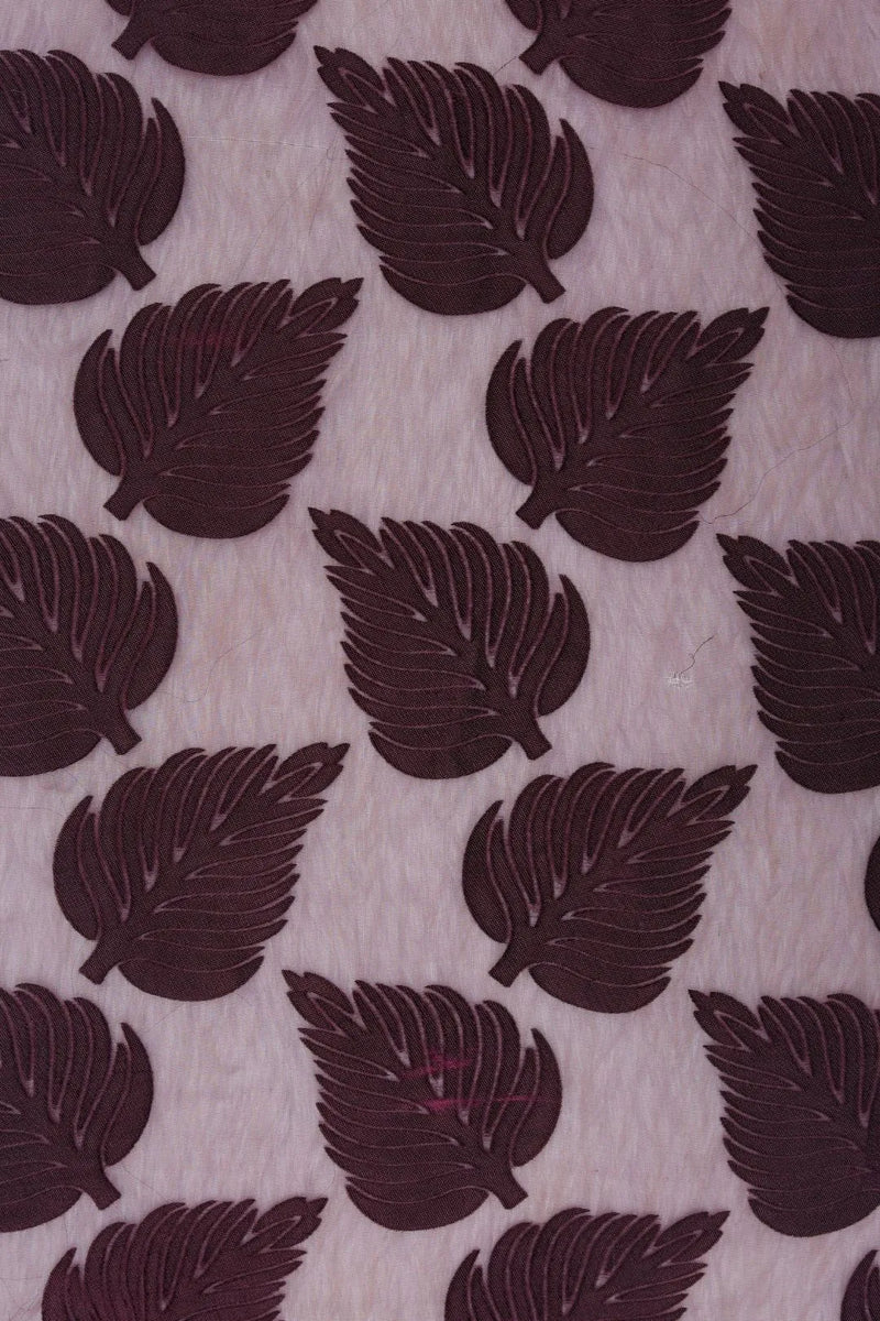 Leaf Motif Foil-Printed Brasso Fabric