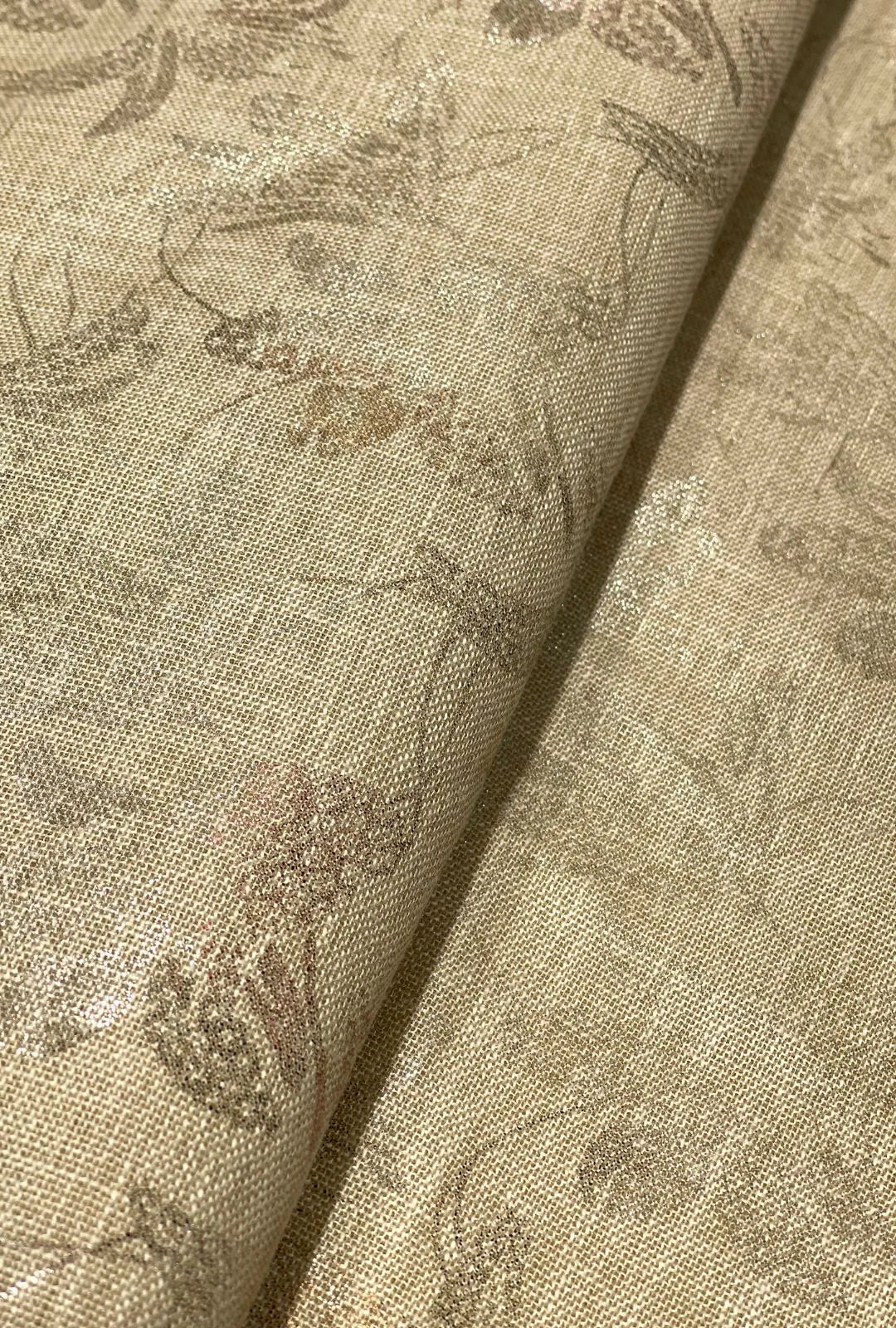 Linen Dyed With Multi Foil Glamorous Shimmering Apparel Fabric