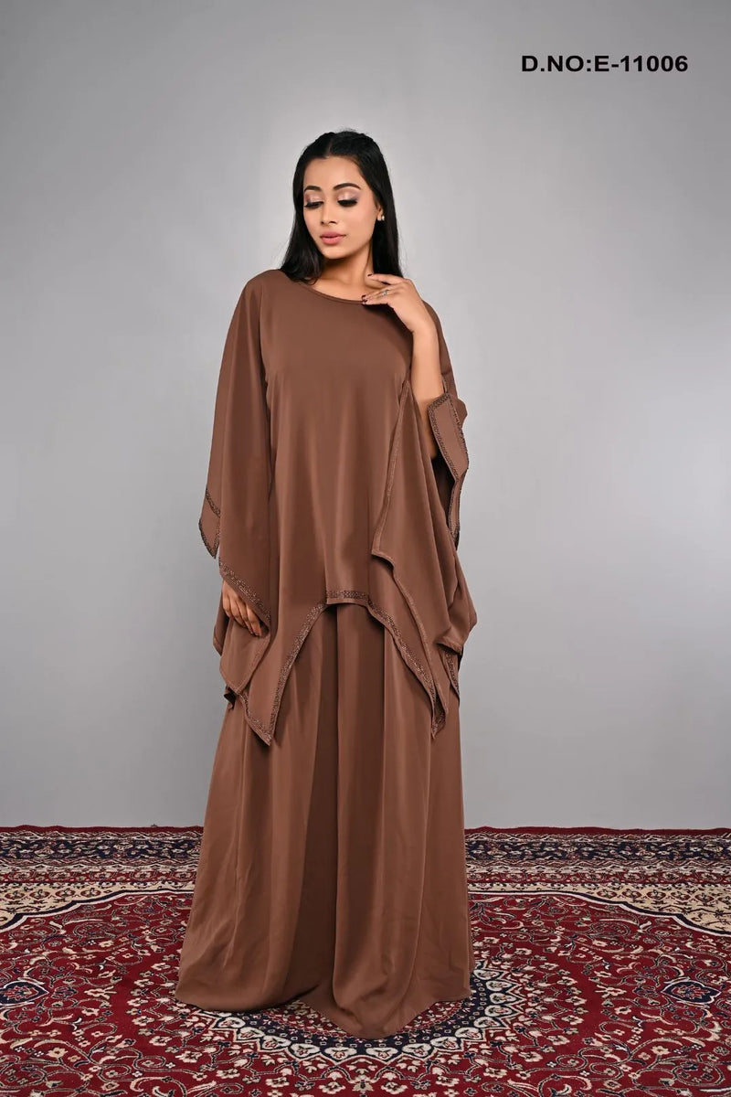 Loose Fit And Free Size Brown Kaftan Abaya