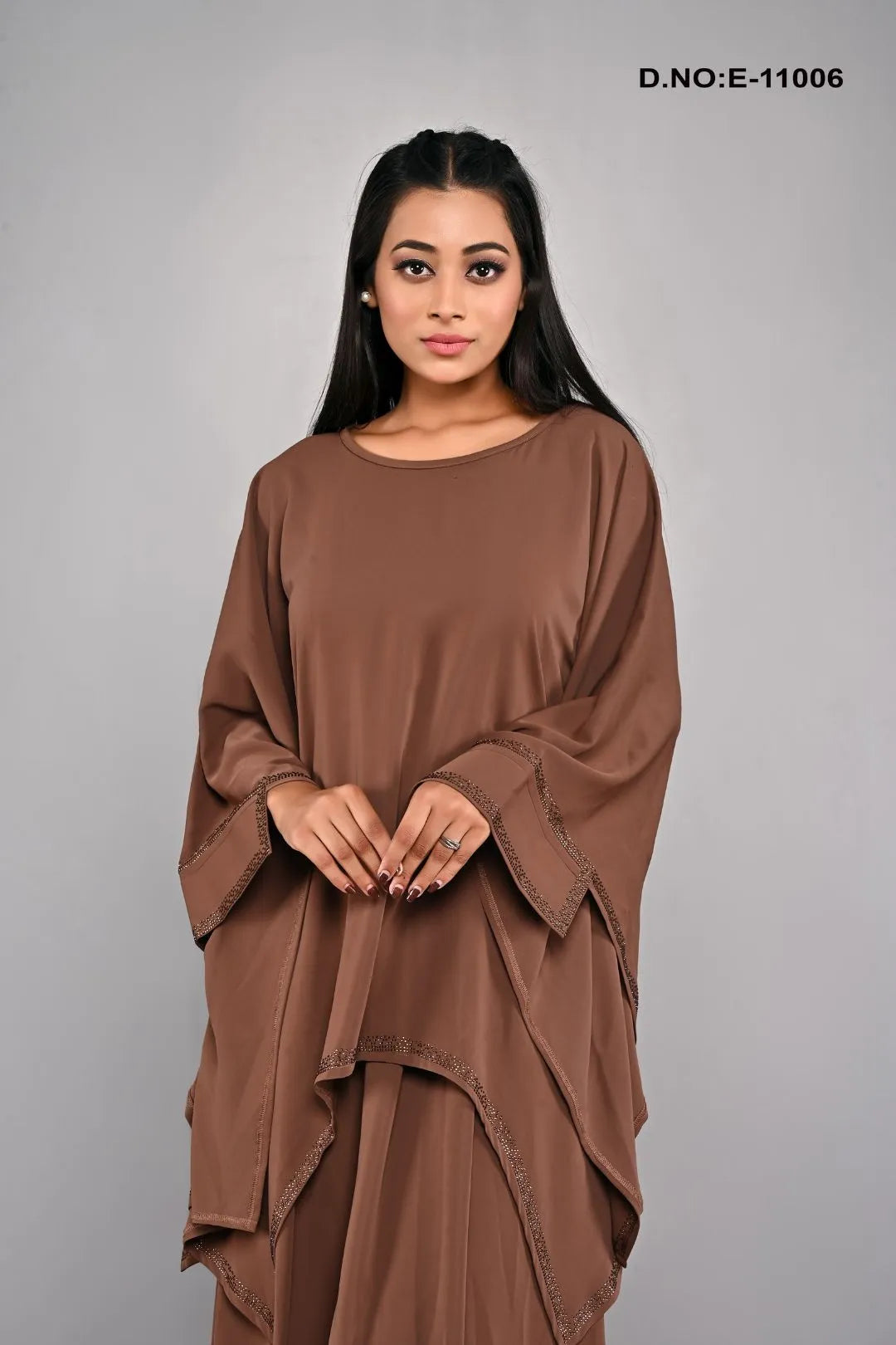 Loose Fit Free Size Brown Kaftan Abaya
