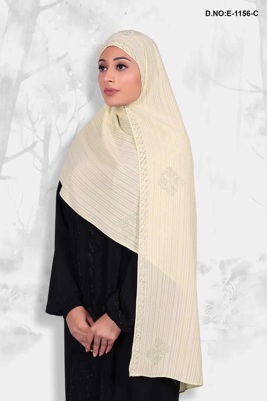 Luxurious Cream Diamond Work Dupatta for Womens