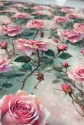 Luxury Digital Rose Printed French Crepe Fabric for Fashion Wear