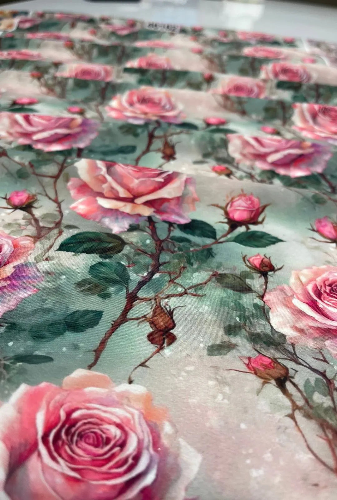Luxury Digital Rose Printed French Crepe Fabric for Fashion Wear