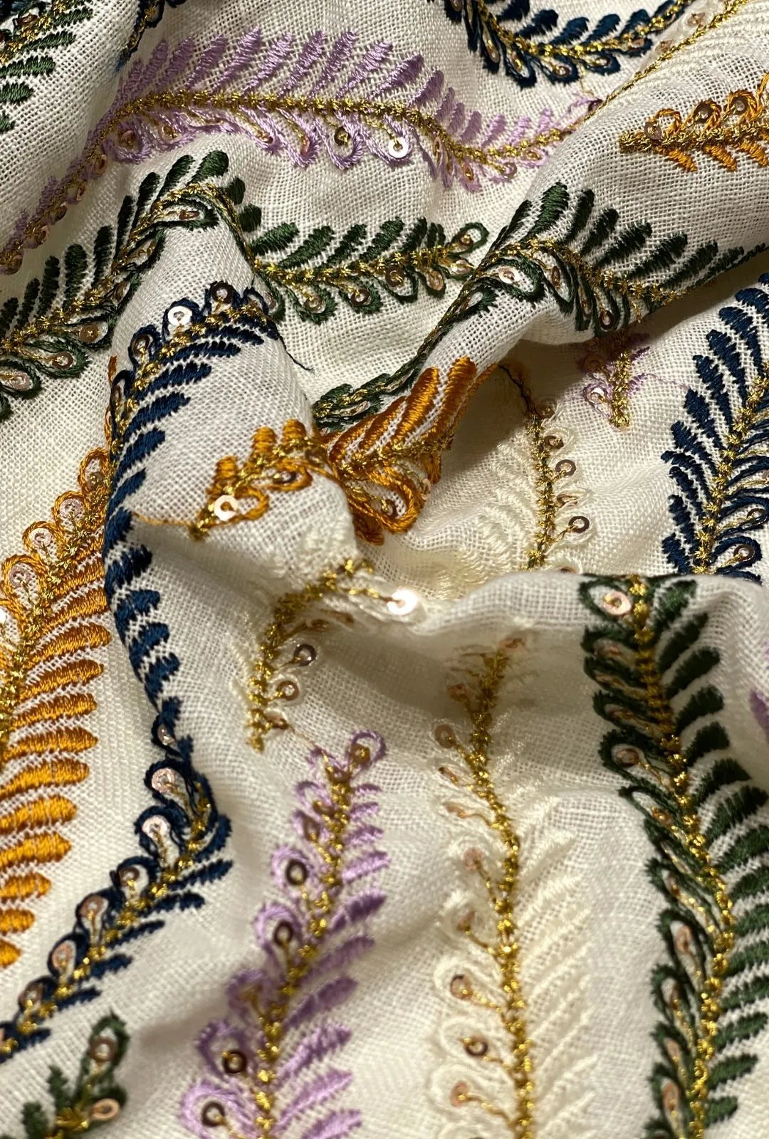 Luxury Fern Embroidered Linen Premium Abaya Kaftan Fabrication