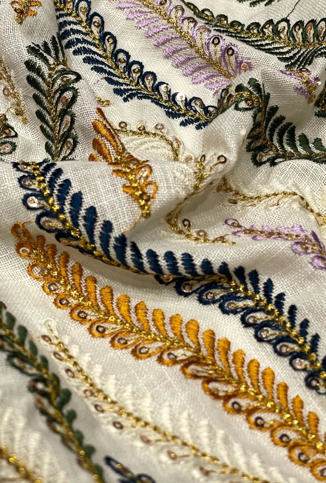 Luxury Fern Embroidered Linen Premium Abaya Kaftan Fabrication