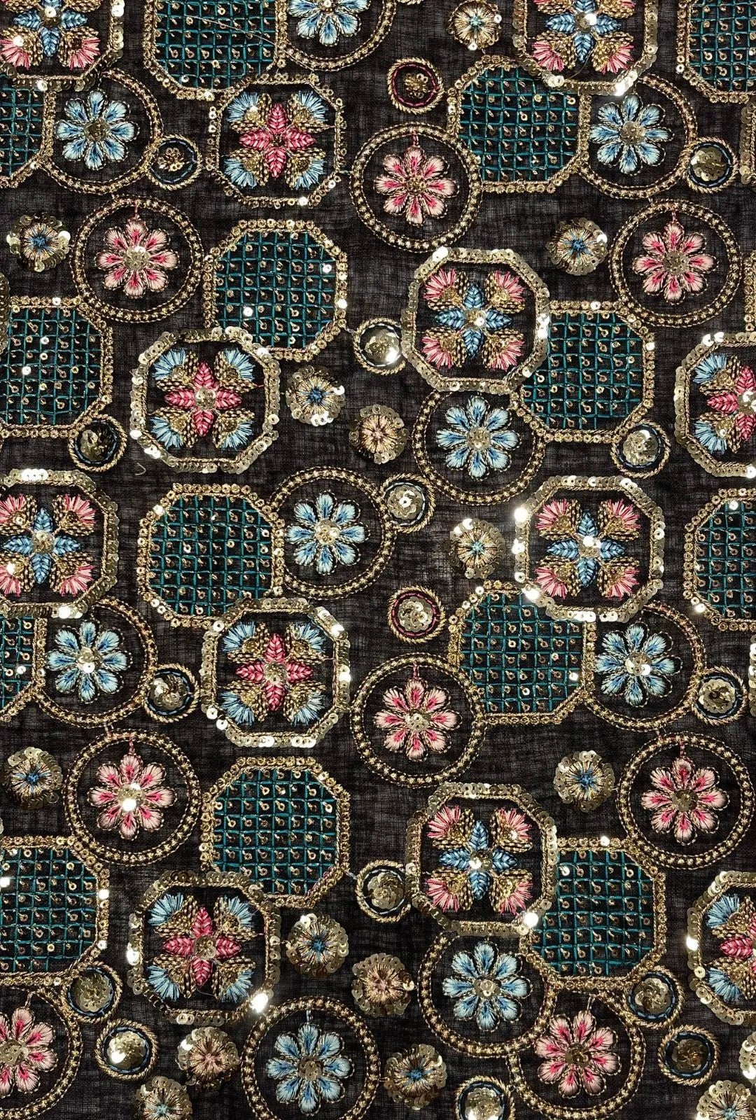 Luxury Floral Embroidered Linen Premium Jalabeya Dress Fabric