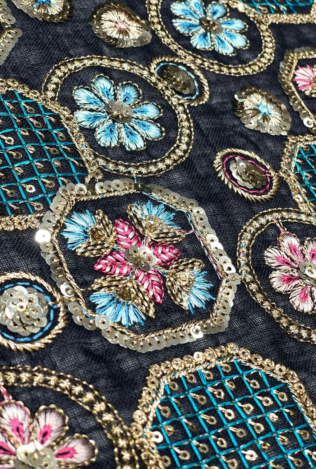 Luxury Floral Embroidered Linen Premium Jalabeya Dress Fabric