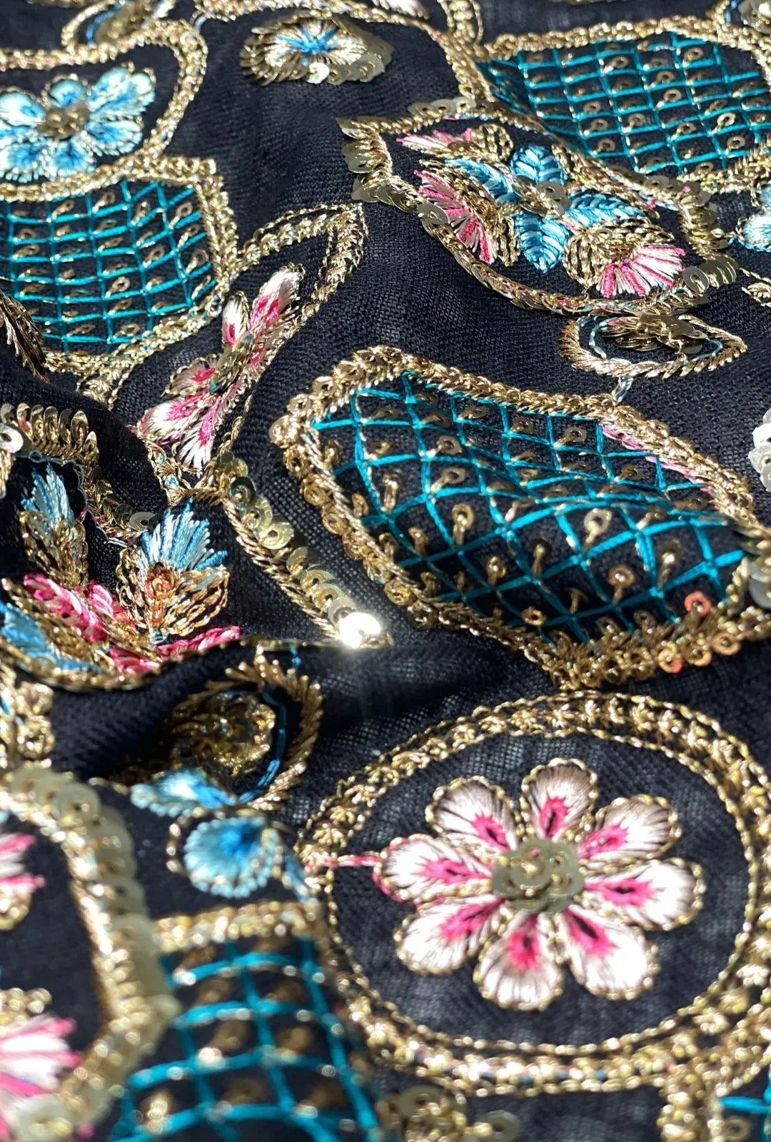 Luxury Floral Embroidered Linen Premium Jalabeya Dress Fabric