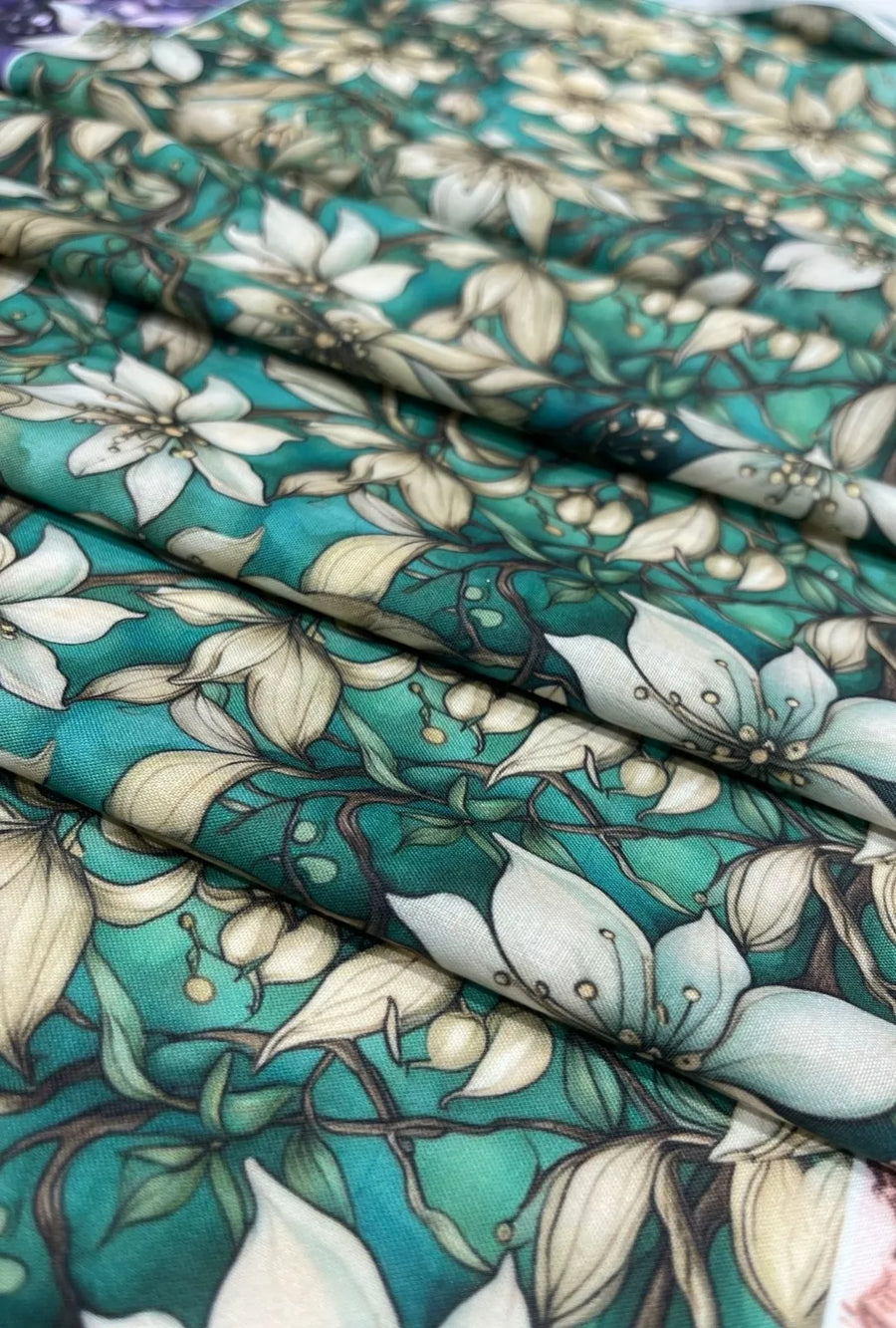 Magnificent Emerald Vine Printed London Cotton Premium Fabric
