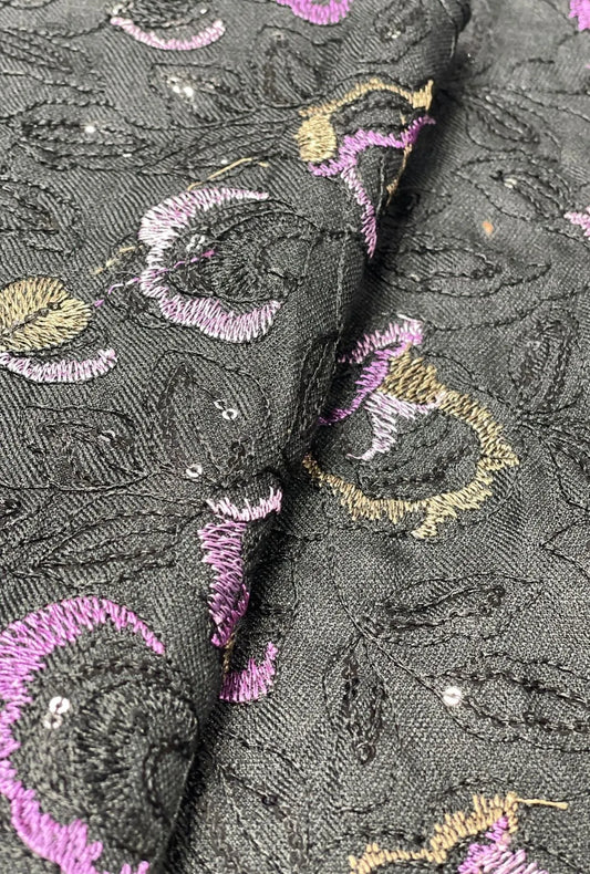 Magnificent Floral Embroidered Linen Premium Manteau Fabric