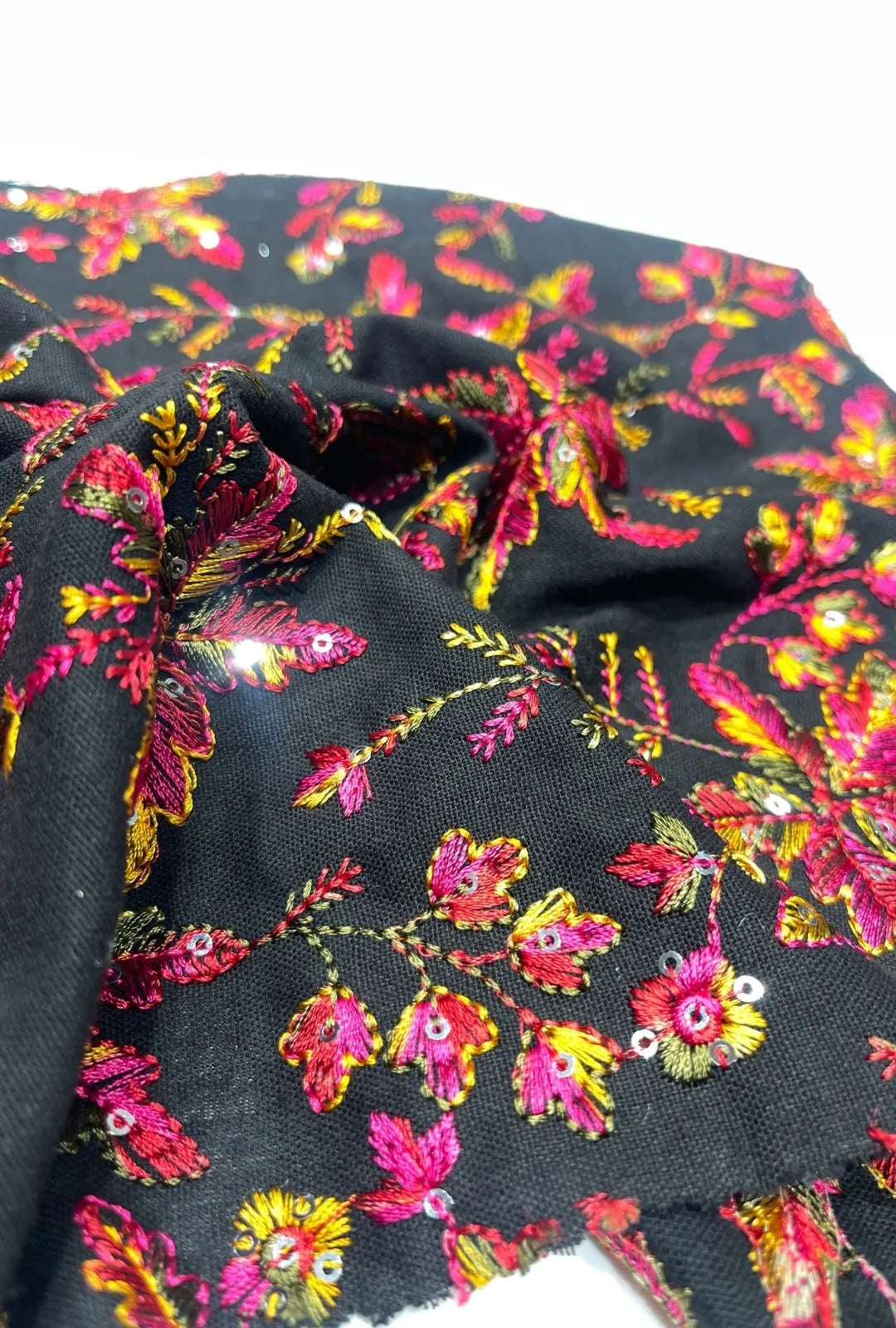 Magnificent Floral Embroidered Linen Premium Mukhawar Fabric