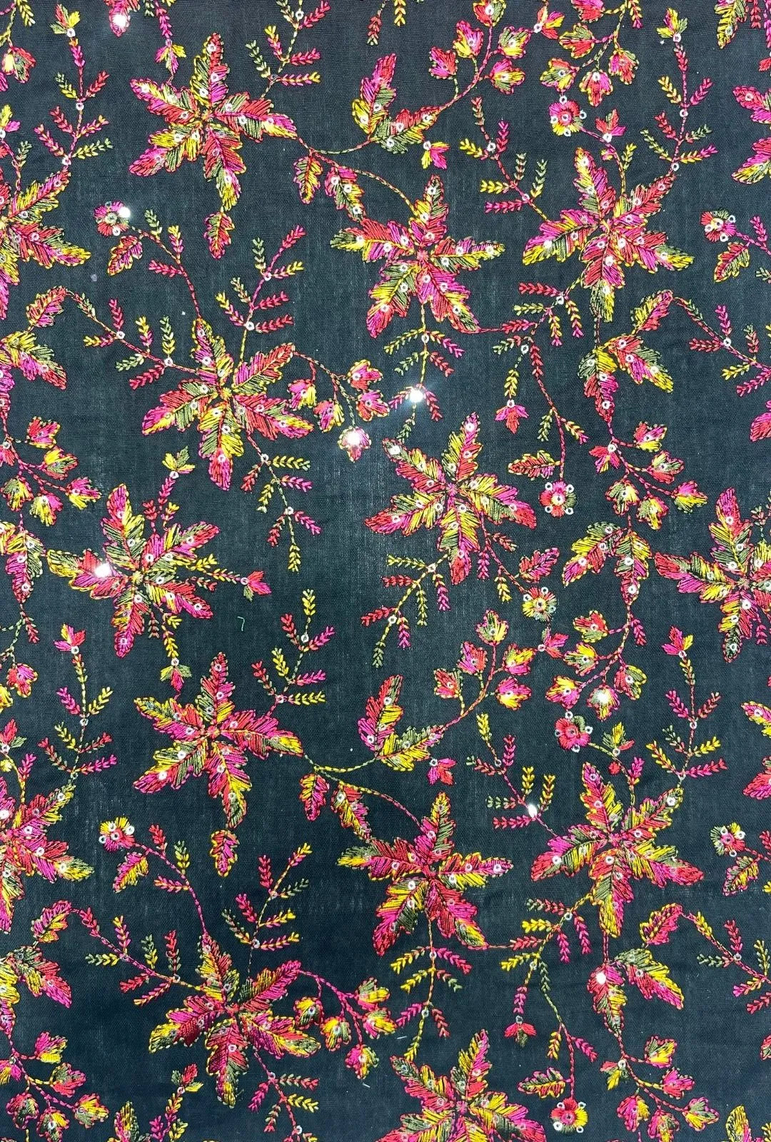 Magnificent Floral Embroidered Linen Premium Mukhawar Fabric