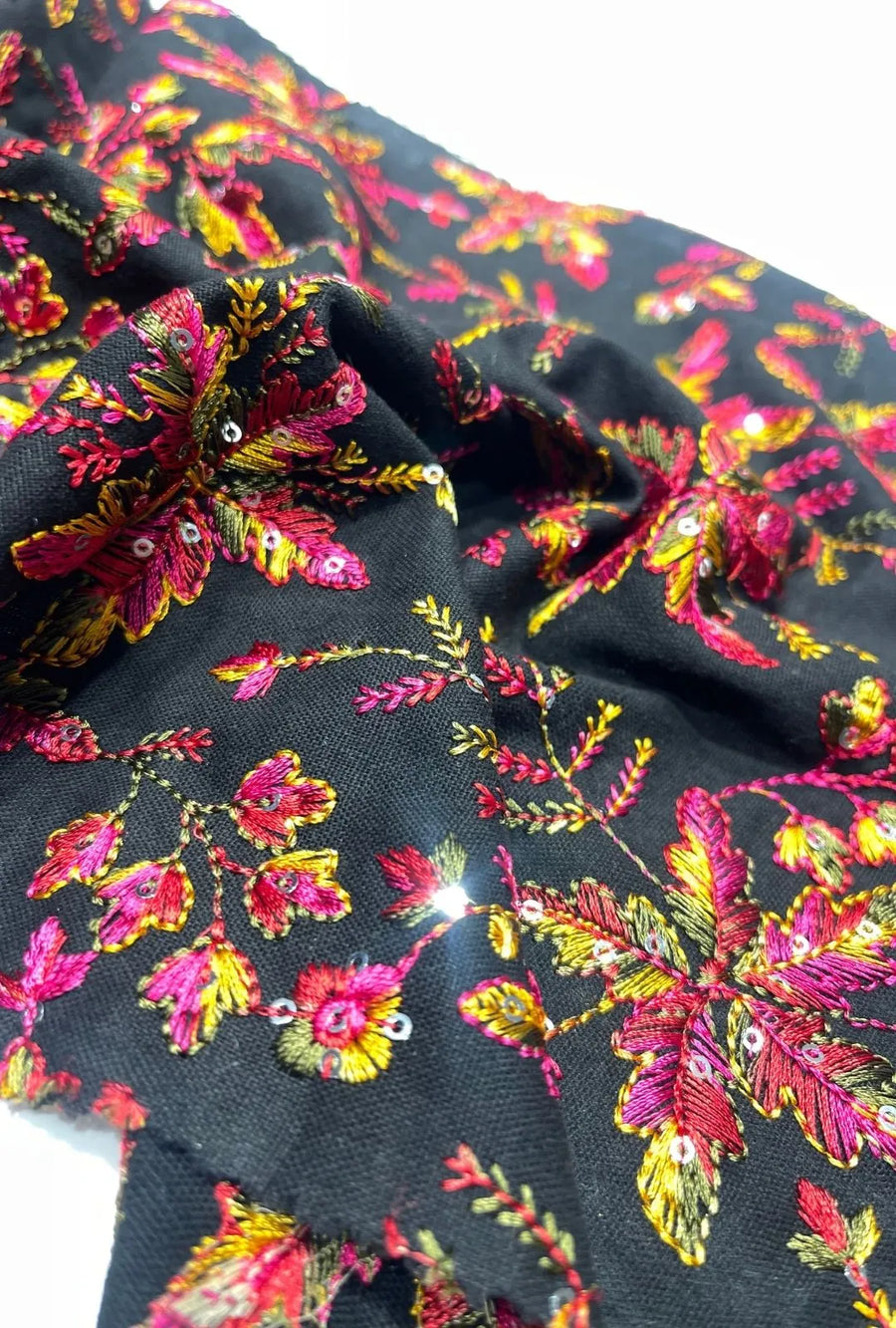 Magnificent Floral Embroidered Linen Premium Mukhawar Fabric