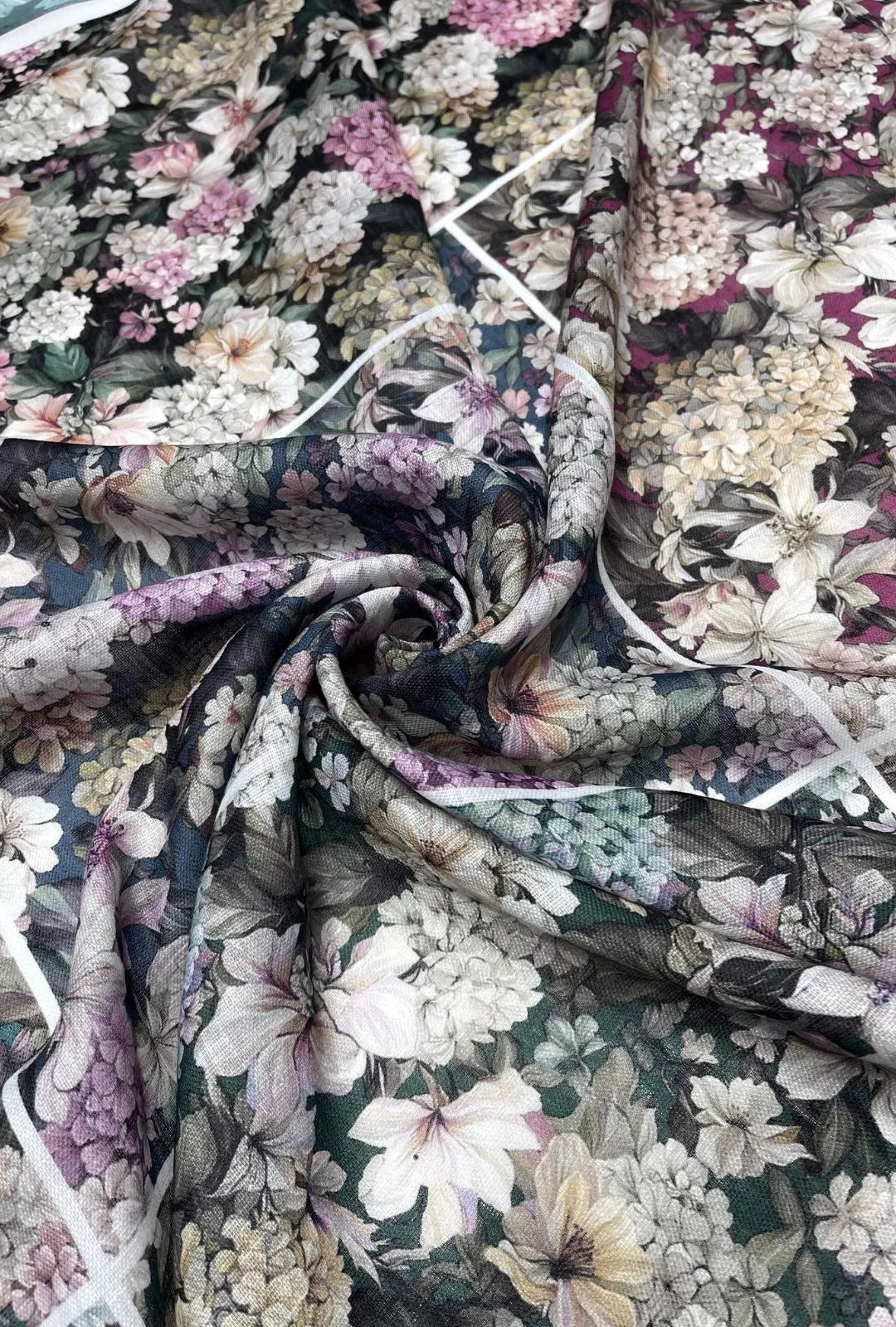 Magnificent Floral Printed Chiku Linen Boutique Fabric Yardage