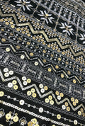 Magnificent Geometric Embroidered Polyester Linen Abaya Fabric