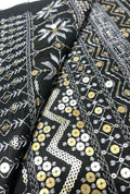 Magnificent Geometric Embroidered Polyester Linen Abaya Fabric