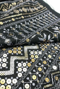 Magnificent Geometric Embroidered Polyester Linen Abaya Fabric