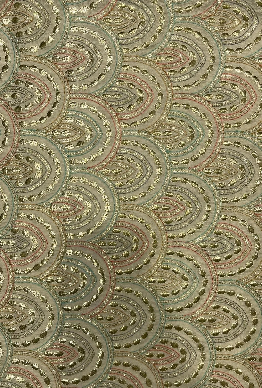 Magnificent Scallop Embroidered Linen Premium Mukhawar Fabric