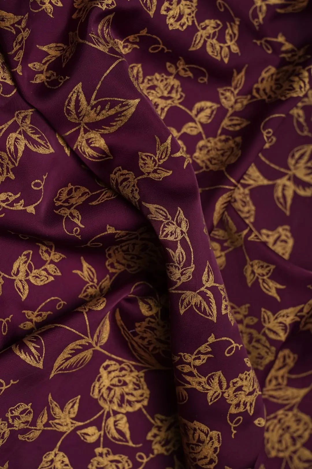 Maroon Armani Satin With Foil Work Fabric