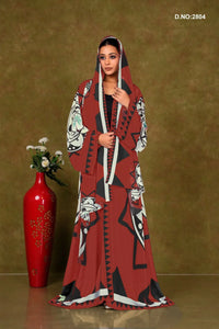 Maroon Chiffon Shrug Set with Geometric and Medallion Print