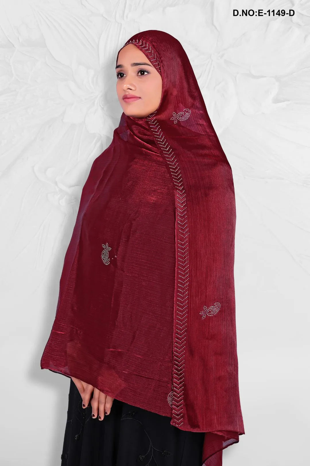 Maroon Elegant Diamond Stone Work Dupattas For Women