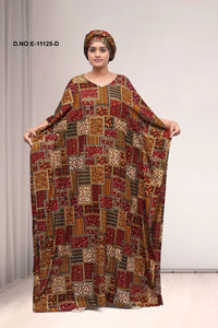 Maroon Patch Design Kaftan With Stole For Women