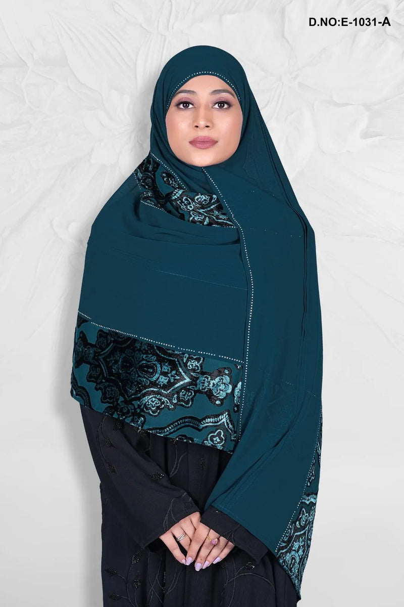 Metalic Blue Premium Ready To Wear Diamond Work Dupatta