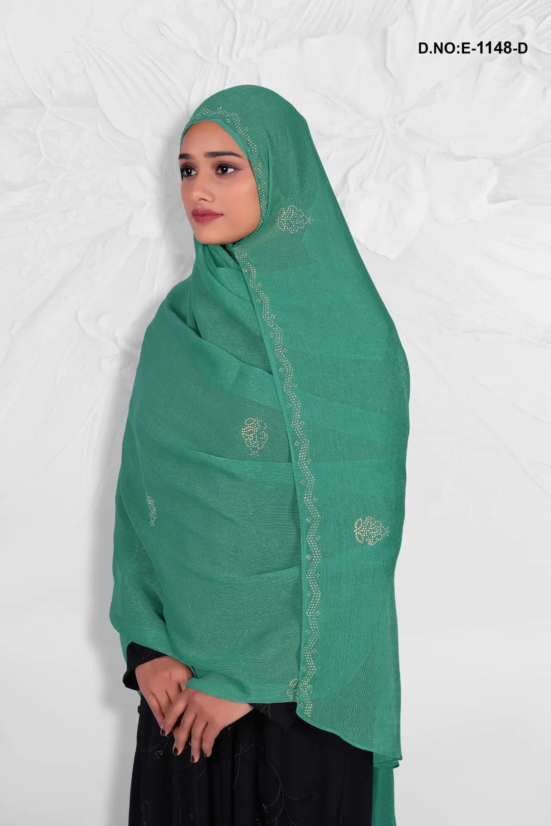 Metalic Green Sparkle and Shine Diamond Stone Work Dupattas