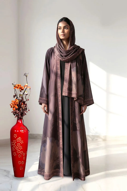 Mocha Abstract Heavy Leone Geo Shrug Abaya Premium Flow Look