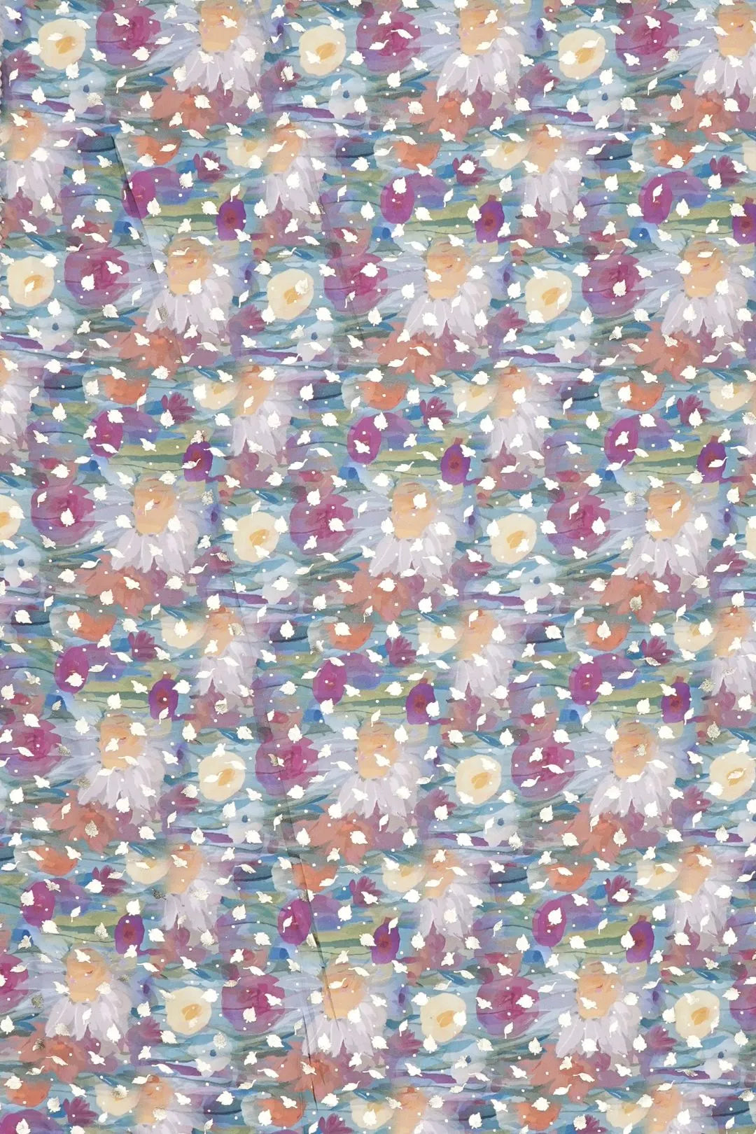 Multicolor Barbie Leaf Foil Work Fabric