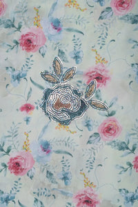 Multicolor Flower Spangle Hand work Barbie Fabric